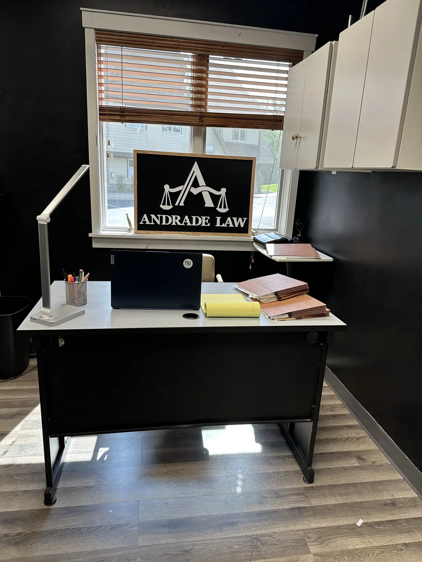 Attorney desk at Andrade Law’s Maplewood, MN personal injury office