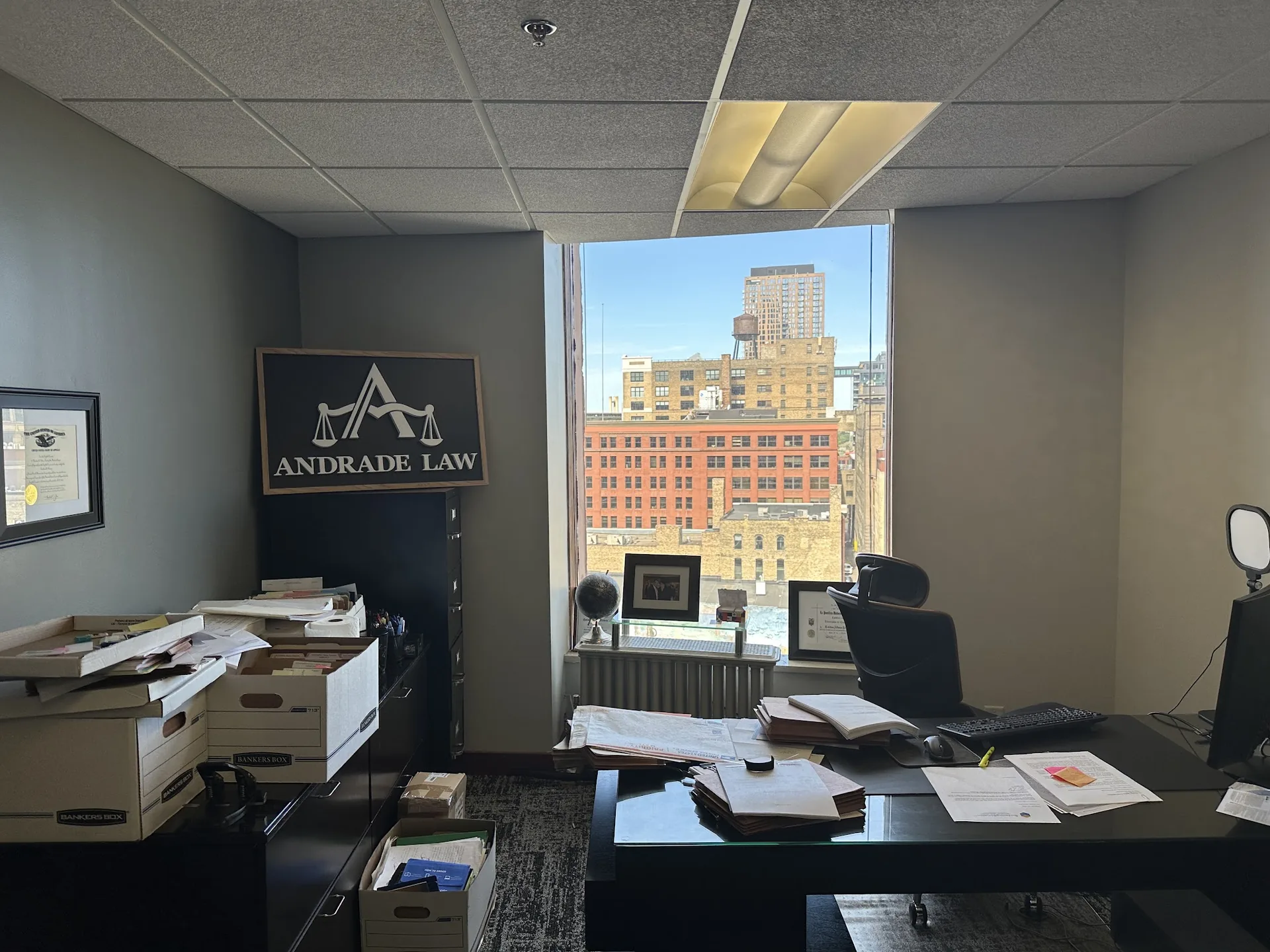 Attorney office at Andrade Law's Minneapolis location, 10 S 5th St Suite 800